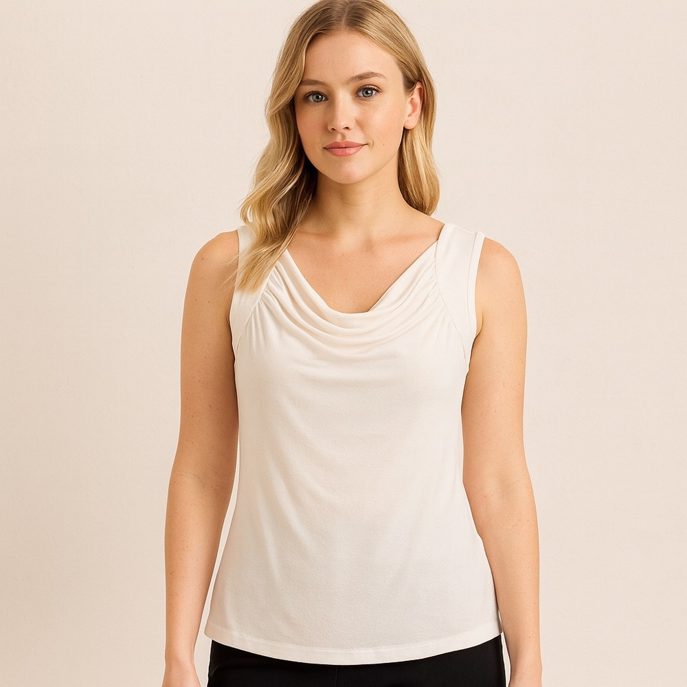 Elegant Cream Draped Tank Top | Size S